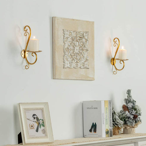 Sziqiqi Wall Candle Sconces Iron Vine Candleholder Wall Art Decoration Home Decoration Tealight Candle Stand Gold