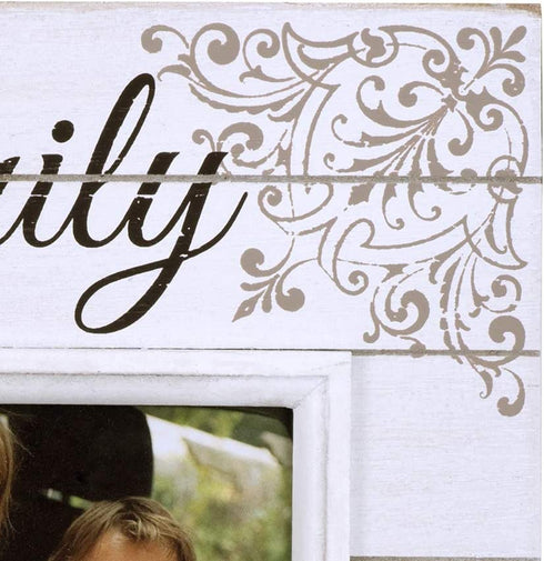 Malden International Designs Sun Washed Words Family Distressed Cream Picture Frame, 4x6, Cream