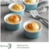 DOWAN 4 oz Ramekins - Ramekins for Creme Brulee Souffle, Porcelain Ramekins Oven Safe, Mason Style Embossed Ramekins Bowls Ramekins for Baking, Set of 6, Blue