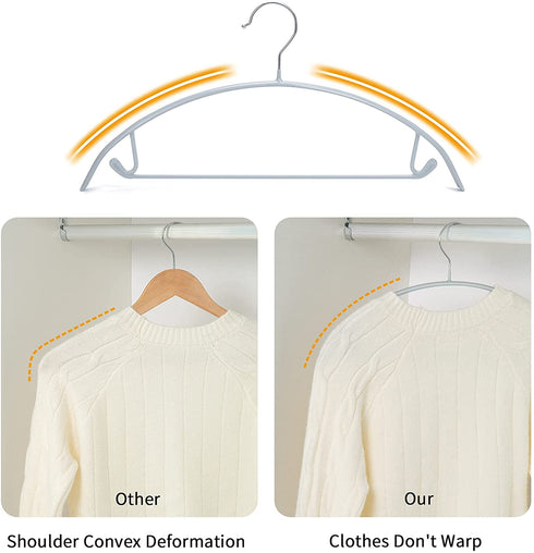 Nature Smile 10 Pack Non-Slip Suit Hanger,Coat Jacket Hangers,Sweater Hangers,PVC-Coating Metal Hangers for Pants,Shawls,Belts,Bras - Dimple & Crease Free T-Shirt Hangers,Silvery Grey Color