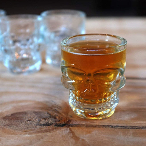 King International 1.5 Oz Shot Glass , Skull Face Heavy Base Shot Glass Set, Whiskey Shot Glass 6-Pack Perfect for Wine Tasting, Tequila, Shooter, Cocktail Pourer, Jigger-clear glass shot glasses-60ml