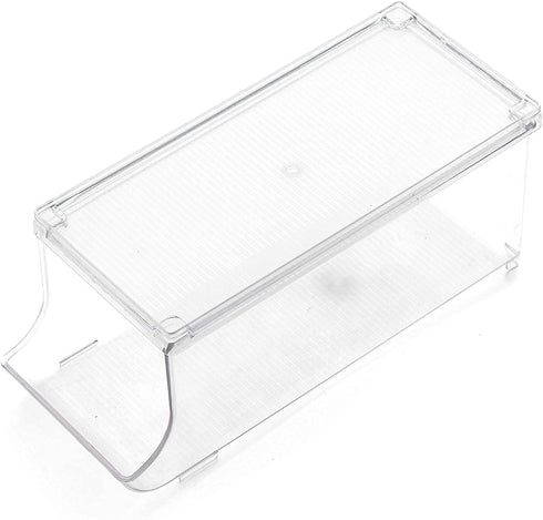 Set of 1- JinaMart Refrigerator Organizer Bin Pop Soda Can Beverage Holder for Fridge, Kitchen, Countertops, Cabinets, Clear Plastic Can Dispenser and Canned Food Pantry Storage Rack(With Lid)