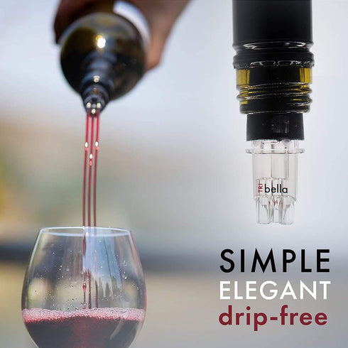 TRIBELLA - Air Speed Wine Aerator with Single-Injected Polycarbonate Spouts, Handmade Easy-to-Use, No-Drip Wine Pouring Device, Red Wine Decanter, Wine Pouring Accessory