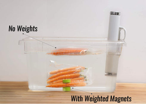 KORE Sous Vide Weighted Magnets | Stainless Steel & Food Grade Silicone | Keep Food Bags Fully Submerged | Prevent Floating Bags & Undercooked Food Risks | Heavier & Better than Regular Magnets, Clips, Racks and Other Sous Vide Accessories