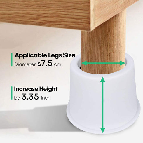 aspeike 4 Inch Round Bed and Furniture Risers, 4 Pieces Plastic Bed Lifts, Lifts Up to 1760 LBs, Durable and Stable, Bed Couch Sofa Chair Desk or Table Risers (White)