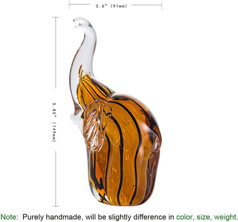 LONGWIN Hand Blown Art Glass Sculpture Glass Elephant Animal Figurine Home Decoration Ornament