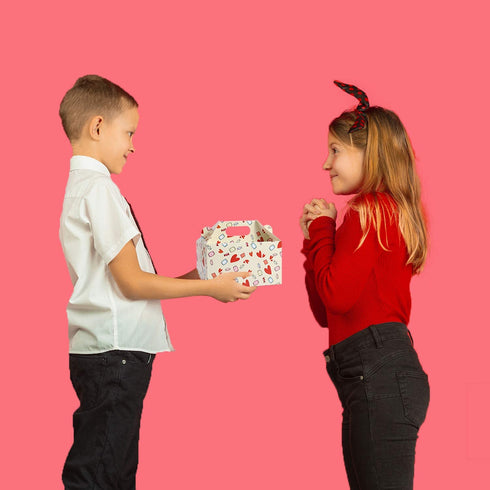 Valentines Treat Boxes Gift Bags - 28 Pack Valentines Candy Bags Goodie Bags for Party Supplies, Valentines Day Party Favors for Kids, 7 Patterns Valentines Bags for Wrapped Gifts Party Decorations