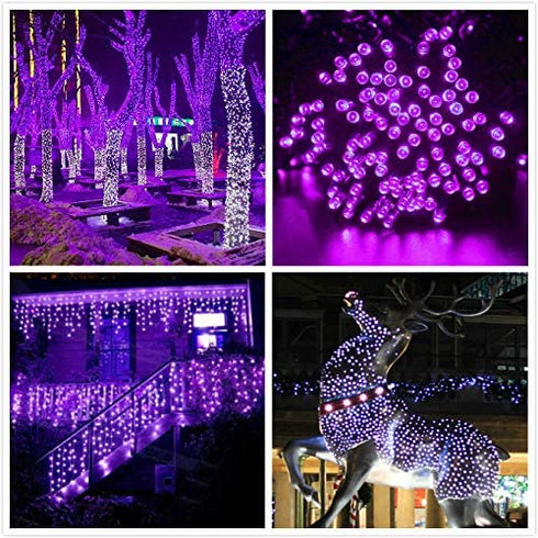 QINOL 2-Pack 200LED 72FT Solar Christmas Decorations Lights Green Wire String Mini Lights Outdoor, Waterproof 8 Modes Decorative Twinkle Lights for Xmas Tree (Purple)