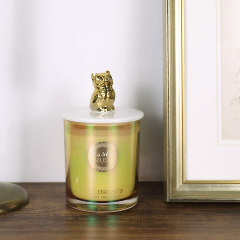 LA JOLIE MUSE Luxury Candles for Women, Stress Relief Candles, Sweet Pea & Lily Scented Candle, Cute Owl Candle