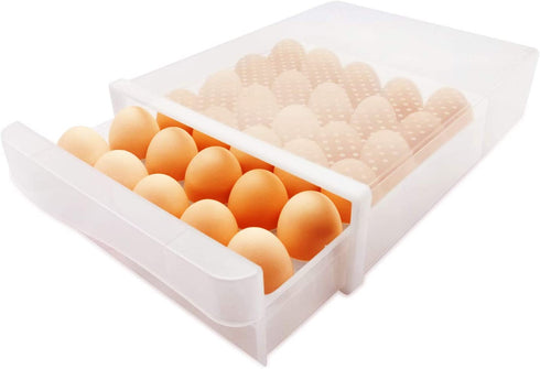 NEWFORCE 30 Grid Single Layer Egg Holder for Refrigerator, BPA Free Egg Storage Container for Fridge, Household Egg Organizer Storage Box for Kitchen & Farm