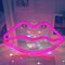 Fiee Pink Lip Shaped Neon Signs,Led Safety Art Wall Decoration Lights Neon Lights Night Table Lamp with Battery Powered/USB for Kids Gift,Baby Room,Wedding(Pink Lip)