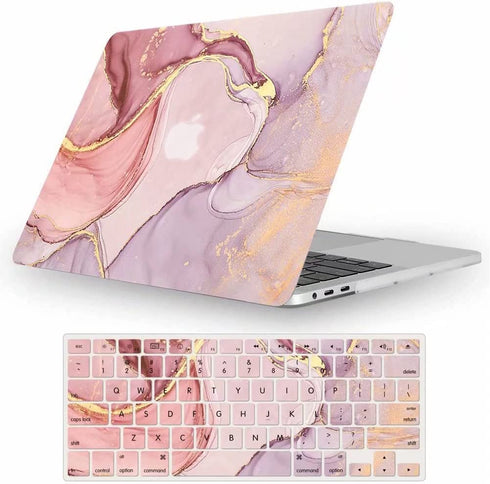 Fancity Case Compatible with MacBook Air 13 Inch 2017, Model A1466 A1369 Hard Plastic Cover Matte Protective Case with Keyboard Cover for Old 2010-2017 Air 13.3 Inch Without Touch ID, Pink Marble