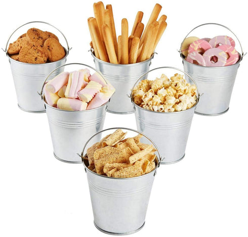 BESTOMZ Mini Metal Bucket Set of 6 10.5x7.2x10.5cm