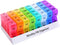 XINHOME Monthly Pill Organizer Box - 31 Day AM/PM Daily Pill Case 32 Compartments for Each Day, Pill Dispenser Container to Hold Vitamins, Supplements and Medication - Includes Gray Plush Pouch