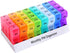 XINHOME Monthly Pill Organizer Box - 31 Day AM/PM Daily Pill Case 32 Compartments for Each Day, Pill Dispenser Container to Hold Vitamins, Supplements and Medication - Includes Gray Plush Pouch