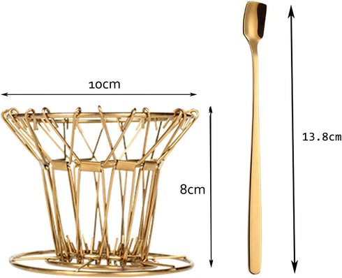 XIEHE Camping Coffee Dripper Stainless Steel Collapsible Folding Coffee Dripper Foldable Use for Outdoors Travel Lightweight Resuable Coffee Filter (Gold)