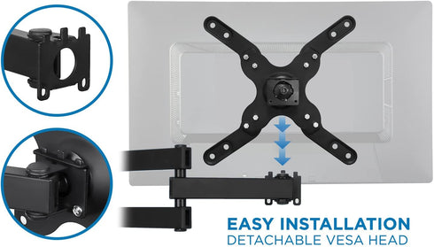 Mount-It! TV Wall Mount Monitor Bracket with Full Motion Articulating Tilt Arm, 15" Extension Arm Fits 17 19 20 22 23 24 26 27 28 29 30 32 35 37 39 42 47 LCD LED Displays up to VESA 200x200