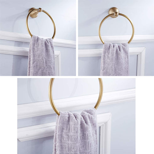 Flybath Round Towel Ring Antique Brass Hanger Hand Towel Holder for Bathroom Kitchen Accessories Wall Mounted, Brushed Bronze