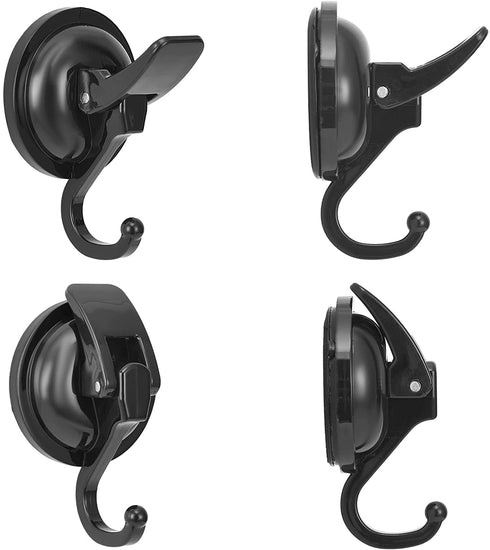 Khdrvok Heavy Duty Vacuum Suction Cup Hooks Powerful Hooks Wreath Hanger for Bathroom and Restroom Shower ,Easy to Install and Removable (4 Pack, Black)
