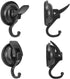 Khdrvok Heavy Duty Vacuum Suction Cup Hooks Powerful Hooks Wreath Hanger for Bathroom and Restroom Shower ,Easy to Install and Removable (4 Pack, Black)
