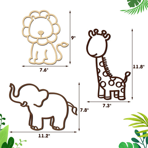 Safari Nursery Decor Jungle Theme Animals Woodland Baby Room Decor Neutral for Girls Boys Kids Nursery Wall Art for Bedroom Playroom Toddler Classroom Decorations (Lion, Giraffe, Elephant)