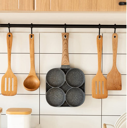 Egg Frying Pan?Non Stick Egg Cooker Pan Compatible with All Heat Sources,for Egg Burger/Breakfast Pancake Pan/Omelette?Suitable for Gas Stove & Induction cooker(four section)