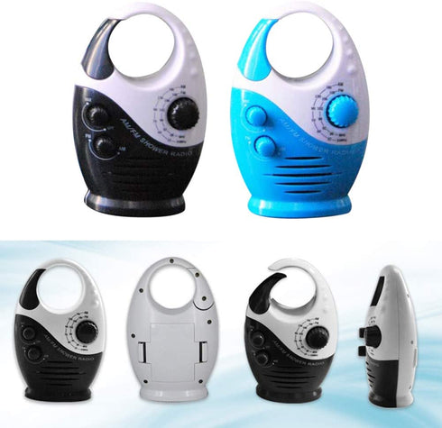 Shower Radio, Bathroom Radio AM FM, Waterproof Hanging Shower Radio Adjustable Volume