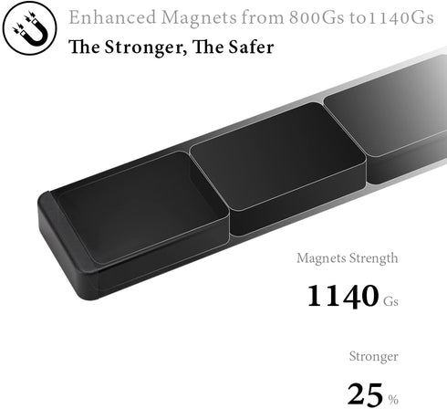 Stainless Steel Magnetic Knife Strip Holder for Wall with 3 Hooks 16 Inch, 25% Stronger Magnet, Adhesive Magnetic Knife bar Rack No Drilling - by KITCHENDAO