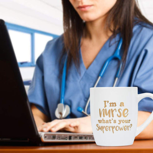 Nurse Gifts for Women Men Nurse Coffee Mug Im a Nurse Whats Your Superpower Mug Nurses Week Gifts Nursing Gifts for Nurses Student Nurse Graduation Gifts for Women Birthday Gifts for Nurses 12 Oz