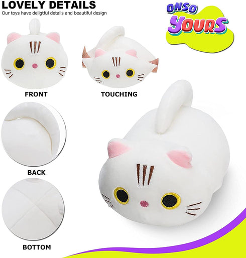 Onsoyours Plush Toys Set, 2Pcs Stuffed Animals with Black Cat and White Cat, Creative Decoration Cuddly Plush Pillows 8.5" for Kids Girls Boys (Black/White)