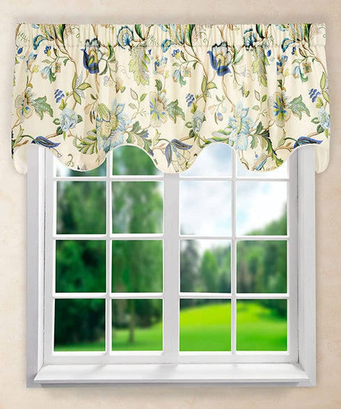 Ellis Curtain Brissac Lined Scallop Valance, 70 x 17, Blue