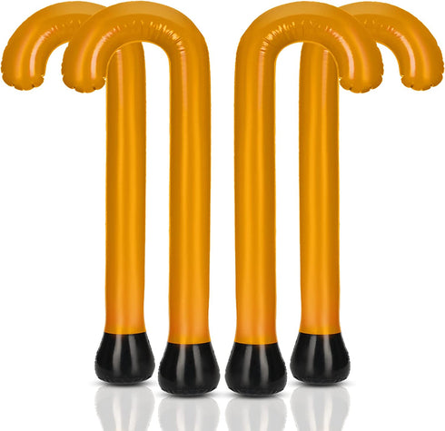 4 Pieces Old Man Inflatable Walking Canes Sticks Funny Old Age Costume Accessories Blow up Decorations for The 100th Day of School, a Gag Gift, Retirement Party Supplies