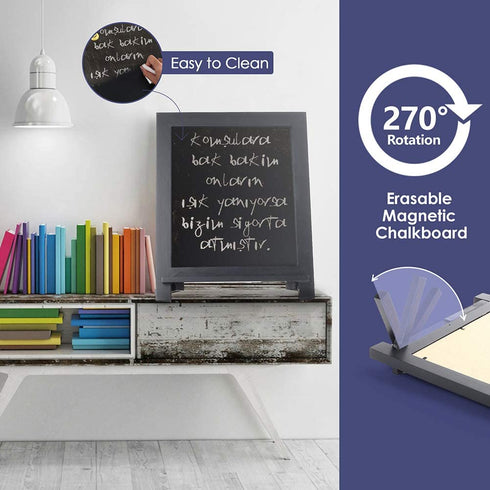 Magnetic Chalkboard Sign, 15x12 Wood Framed Blackboard with Chalk Marker and 2PC Magnets, Rustic Chalk Board Easel for Menu Kitchen Wedding Farmhouse D©cor, Tabletop or Wall Hanging Display