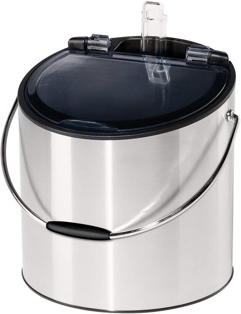 Oggi Stainless Steel Ice and Wine Bucket with Flip Top Lid and Ice Scoop, Holds 2 Bottles