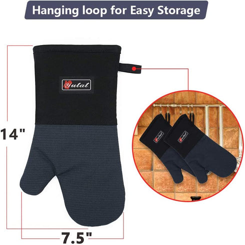 Oven Mitts, Cook Mittens 662„‰/350„ƒ Heat Resistant Aramid Mitts with Quilted Liner Professionally Protect Your Hand During Baking Doing BBQ or Carry Hot Pot, 1 Pair