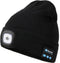Bluetooth Beanie Hat with Light, Unisex USB Rechargeable 4 LED Headlamp Cap with Wireless Headphones, Unique Christmas Birthday Gifts for Men Him Husband Teen (Black)