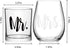 Futtumy Mr & Mrs Whiskey Glass and Stemless Wine Glass Gift Set, Valentines Day Gift for Mr Mrs Couple Husband Wife Bride Groom, Unique Glass Set Idea for Valentines Day Birthday Christmas Wedding