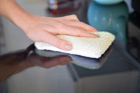 Sophisti-Clean Stainless Steel Multipurpose Cleaning Sponges, Dual-Sided Sponges, White, Pack of 4