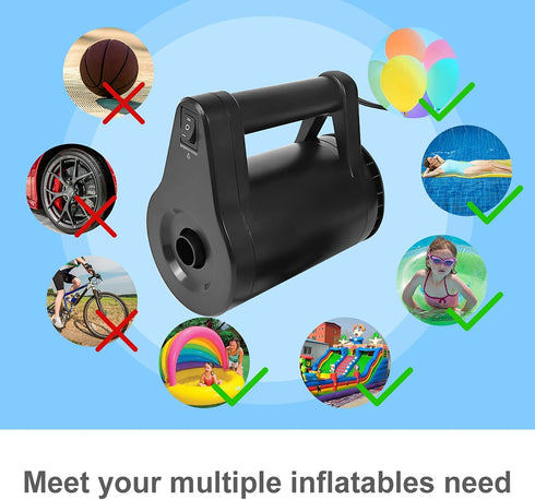 WEEFEESTAR Electric Air Pump, Air Pump for Inflatables Balloon Pump 2 in 1 Quick Inflator Deflator with 5 Nozzles for Pool Floats Air Mattress Air Bed Floaties Balloons Party Decoration (350W)