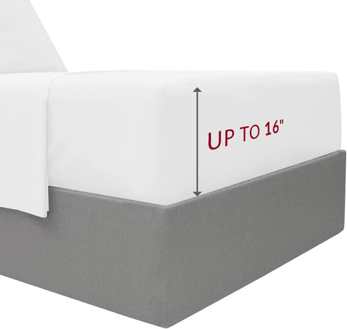 Mellanni Queen Fitted Sheet - Deep Pocket Cooling Sheets up to 16 inch - Hotel Luxury 1800 Bedding - Softest Sheets - Wrinkle, Fade, Stain Resistant - 1 Single Queen Fitted Sheet Only (Queen, White)