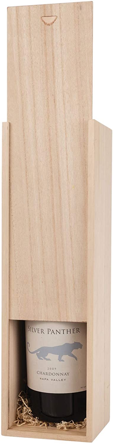 Twine, Single Bottle Wooden Decorative Wine Box with Lid, Great for Wine Accessory Sets, Exposed Wood Grain