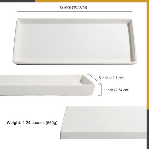 Jo Lavie Vanity Tray Small Rectangle, Bathtub Tray Bathroom Organizer, Cosmetics Holder for Tissue Candle Towel Plant Jewelry Ring Dish Dresser Perfume Shampoo (White)