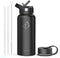 BUZIO Insulated Water Bottle with Straw Lid and Flex Cap, 32oz, 40oz, 64oz, 87oz 128oz Modern Double Vacuum Stainless Steel Water Flask, Cold for 48 Hrs Hot for 24 Hrs Simple Thermo Canteen Mug