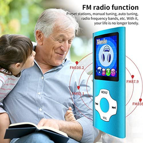 MYMAHDI Support TF Card USB Port Slim Small Multi-Lingual Selection 1.8 LCD Portable MP3/MP4, MP3 Player, MP4 Player, Video Player, Music Player, Media Player, Audio Player Blue