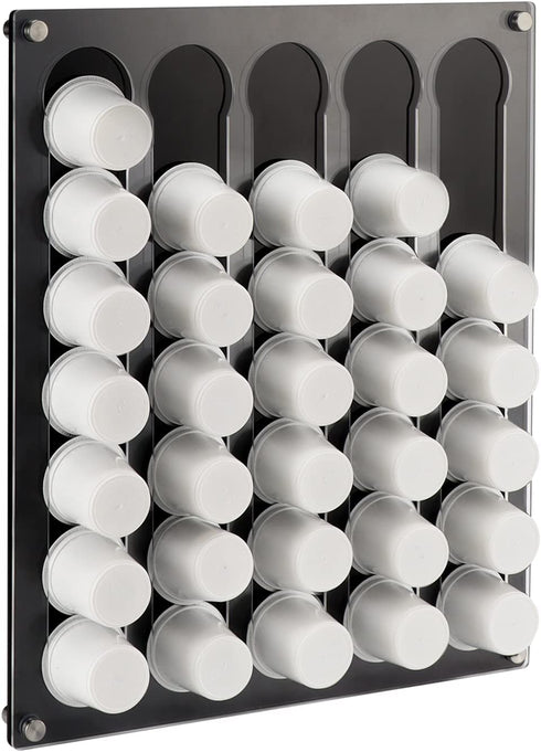 Pemtow Wall-Mount K Cup Coffee Pod Holder Organizer, Double-Deck Acrylic Coffee Pods Storage for Small Spaces, Holds 35 Pods (Capsules Not Included)