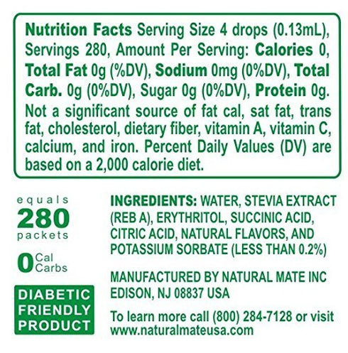 Stevia Concentrated Liquid Sweetener (Optimized with Erythritol) 1.33 FL OZ (37 mL)