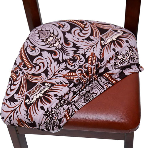 SUBCLUSTER Seat Covers for Dining Room Chairs, Removable Washable Anti-Dust Upholstered Stretch Jacquard Chair Seat Cover for Kitchen, Office (Flowers, 6)