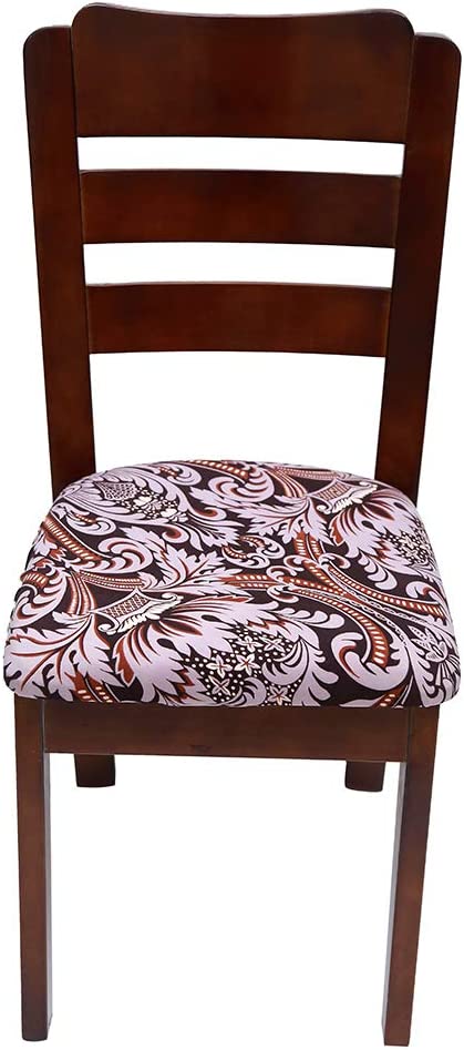 SUBCLUSTER Seat Covers for Dining Room Chairs, Removable Washable Anti-Dust Upholstered Stretch Jacquard Chair Seat Cover for Kitchen, Office (Flowers, 6)