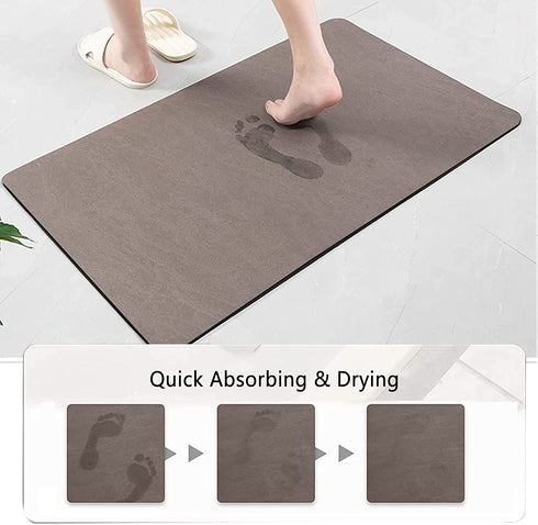 MieMieMie Thin Brown Bath Rugs for Bathroom, Non Slip Washable Bath Mats Rug, Absorbent Bathroom Floor Mat, Bathroom Carpet for for Tub, Shower and Bath Room (Brown), 18In x 28In