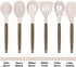 Silicone Kitchen Utensils Set, Deedro 7 Pieces Cooking Utensils Set Silicone Spatula Set with Natural Acacia Wooden Handle, High Heat Resistant Kitchen Gadgets Tools Set, Khaki